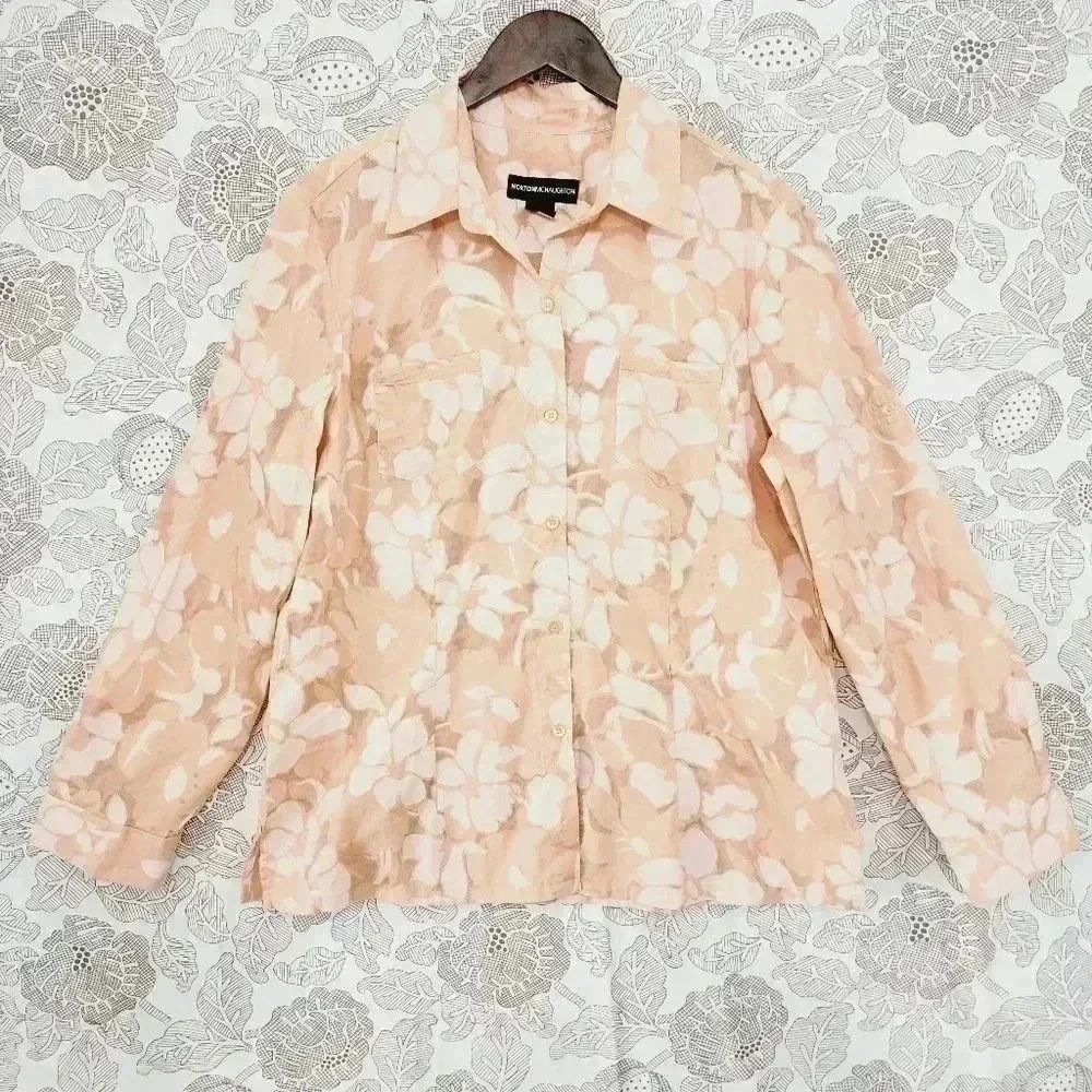 💥   Printed Button down Long sleeve  Women's Shirt L